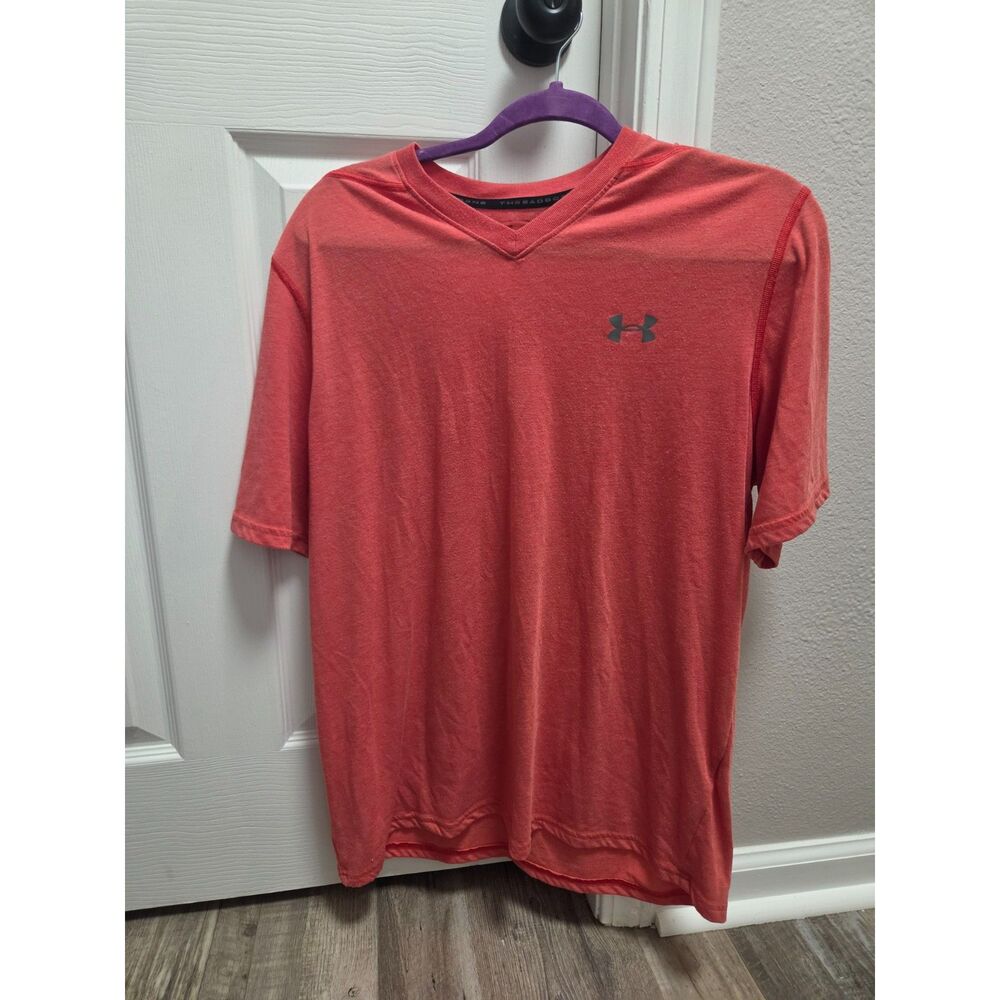 Under Armour Charged Cotton V-Neck Performance T-Shirt Heather Coral Men's M
